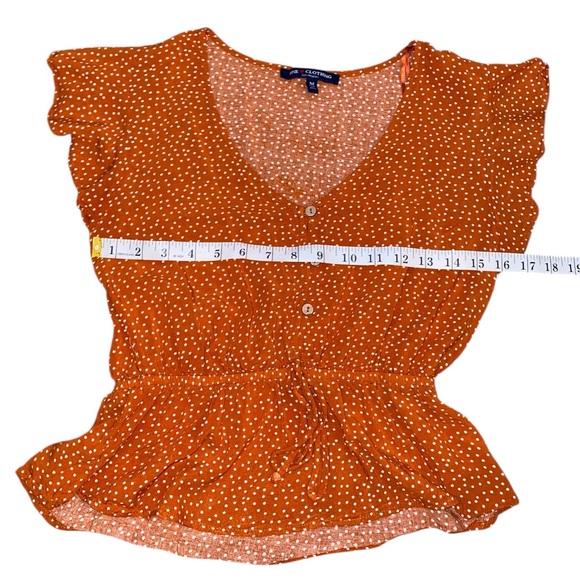 One Clothing Rust Polka Dot Peplum Blouse – Size Medium - Picture 5 of 6